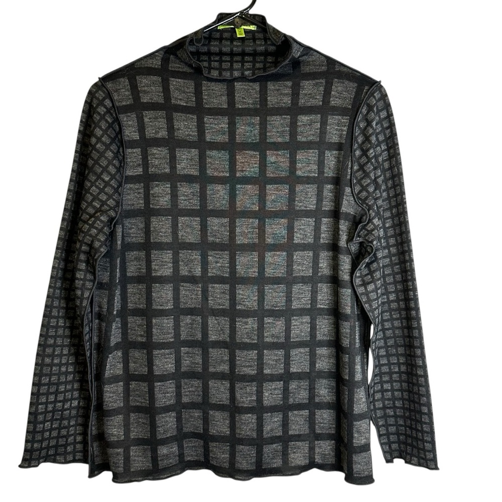 Trisha Tyler‎ Black and Gray Checkered Sweater Soft Knit Classy Office Church M